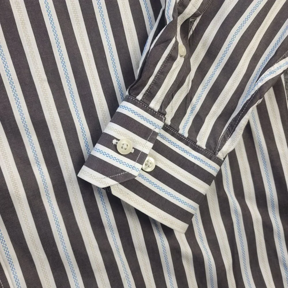 Johnston‎ & Murphy Shirt Large Long Sleeve Button Up Multicolor Striped